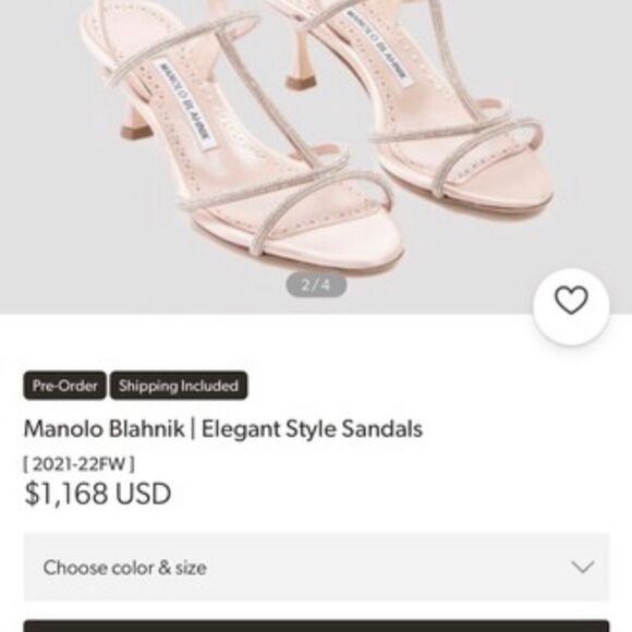 Manolo Blahnik Lucecry Satin Embellished Slingback Sandals size 37 - Picture 2 of 11